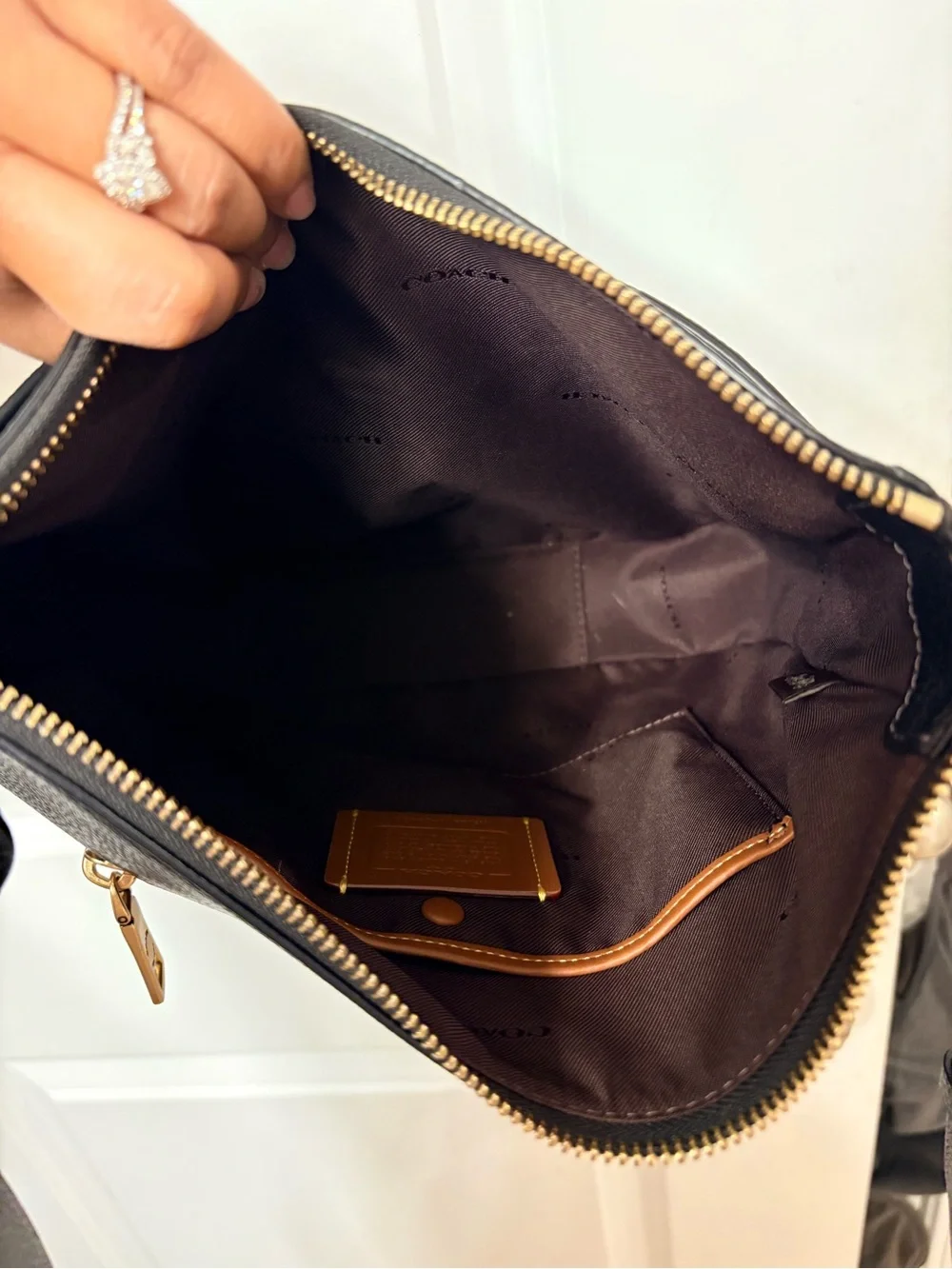 Coach Black Pebbled Leather Shoulder/Crossbody Bag with Gold Hardware